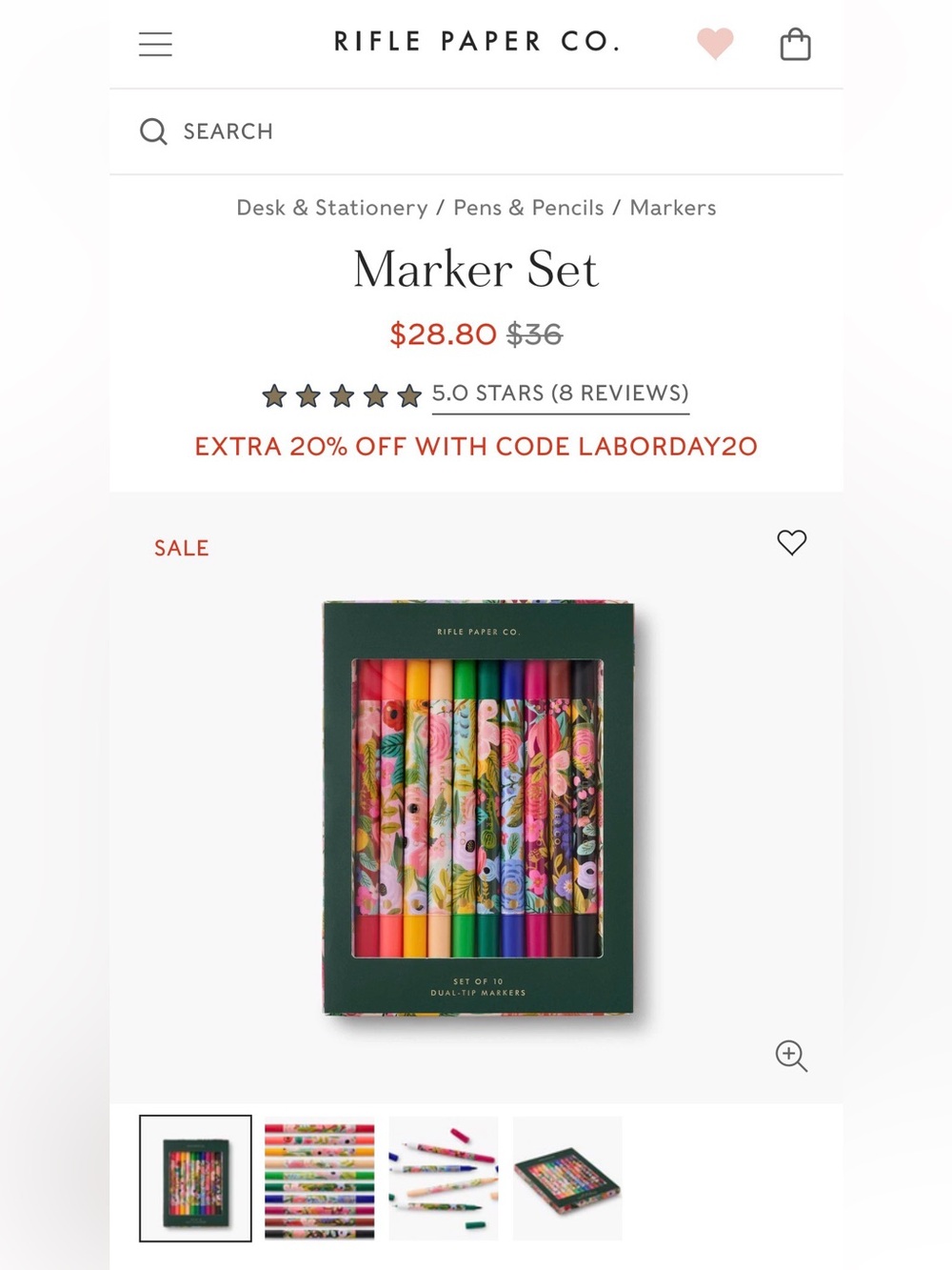 Rifle Paper Co. set of 10 Dual-Tip Markers new seal box